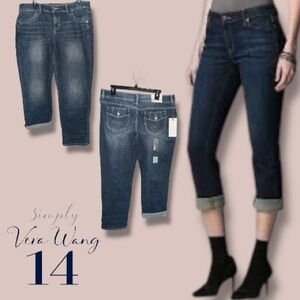 Simply Vera Vera Wang NWT Jeans Roll Cuff Denim Capri Women’s Size 14